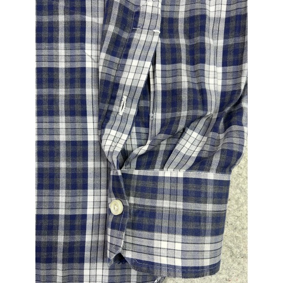 Isaia Napoli Dress Shirt Mens 16 41 Blue Plaid Cotton Button Up Italy - Picture 4 of 11